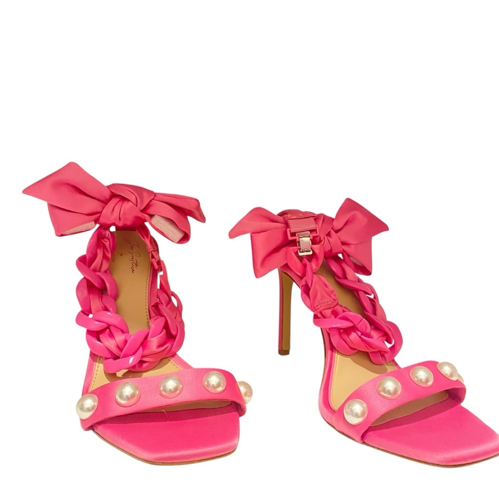 Gianni Bini x Jess Southern Hot Pink Pearl Bow Heels Size10M Sandals Barbiecore